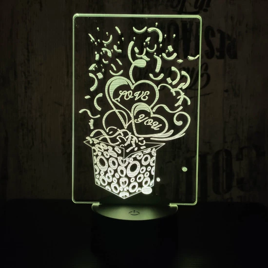 Love you ajándék doboz 7 színű 3D led lámpa