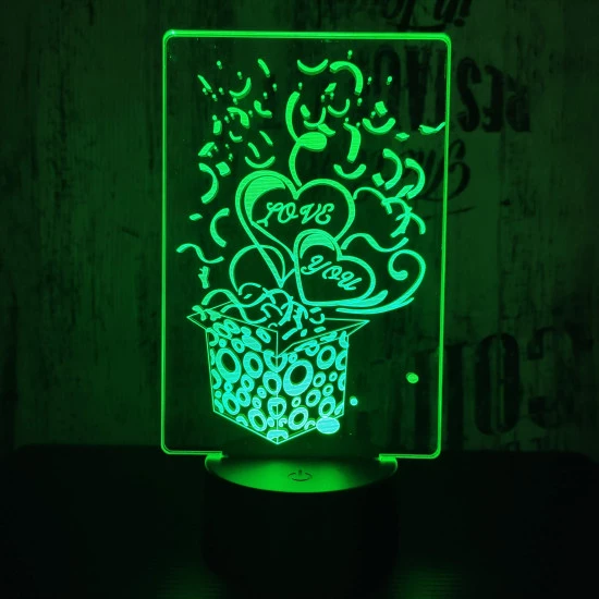 Love you ajándék doboz 7 színű 3D led lámpa