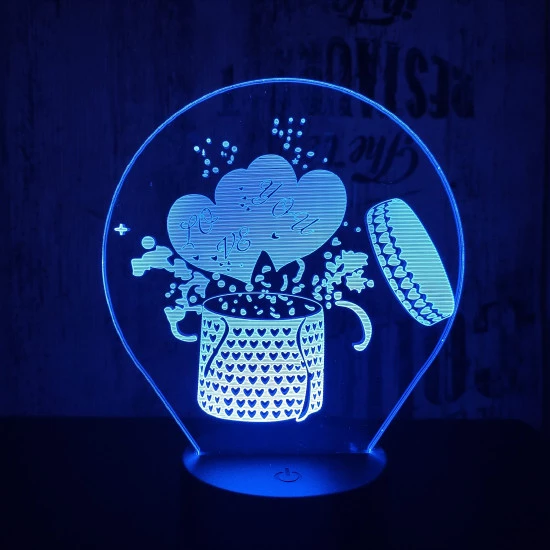 Love ajándék 7 színű 3D led lámpa