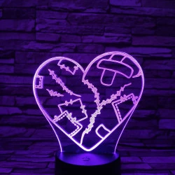 Szív Sebei 7 színű 3D led lámpa
