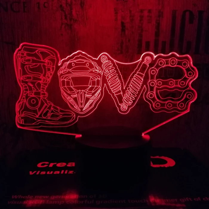 Motoros love  7 színű 3D led lámpa