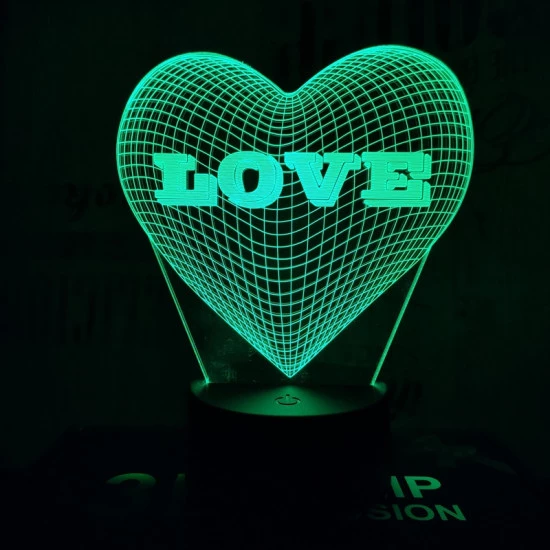 Szívben Love 7 színű 3D led lámpa
