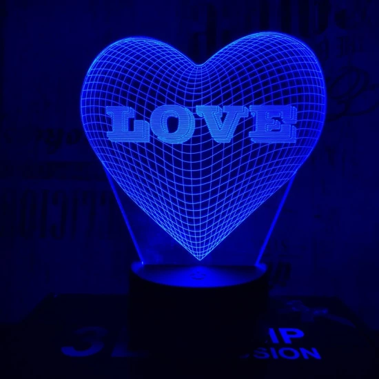 Szívben Love 7 színű 3D led lámpa