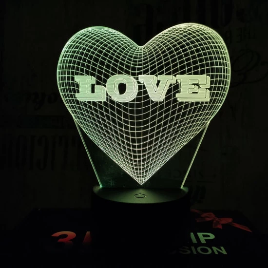Szívben Love 7 színű 3D led lámpa