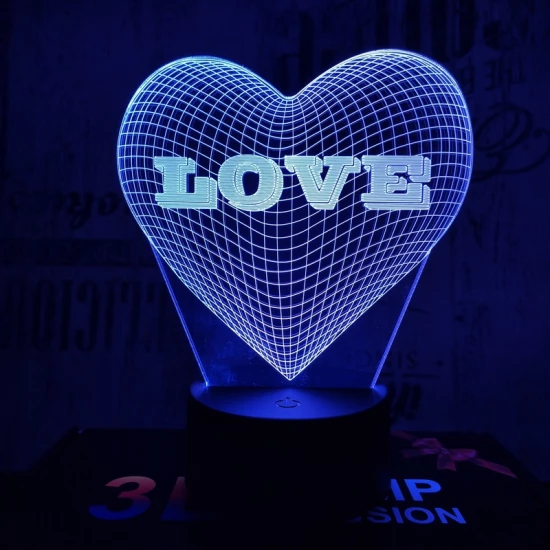 Szívben Love 7 színű 3D led lámpa