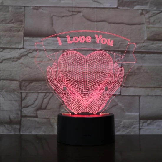 Szív a Kézben 7 színű 3D led lámpa