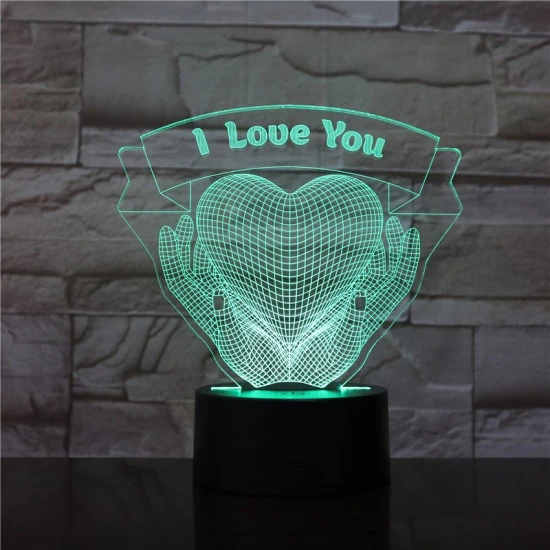 Szív a Kézben 7 színű 3D led lámpa