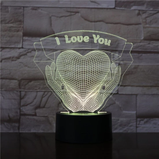 Szív a Kézben 7 színű 3D led lámpa
