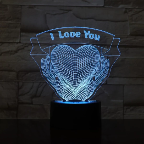 Szív a Kézben 7 színű 3D led lámpa