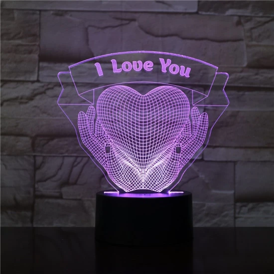 Szív a Kézben 7 színű 3D led lámpa