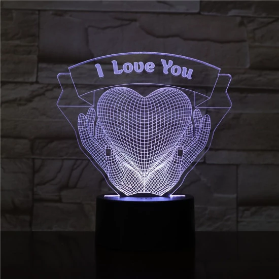 Szív a Kézben 7 színű 3D led lámpa