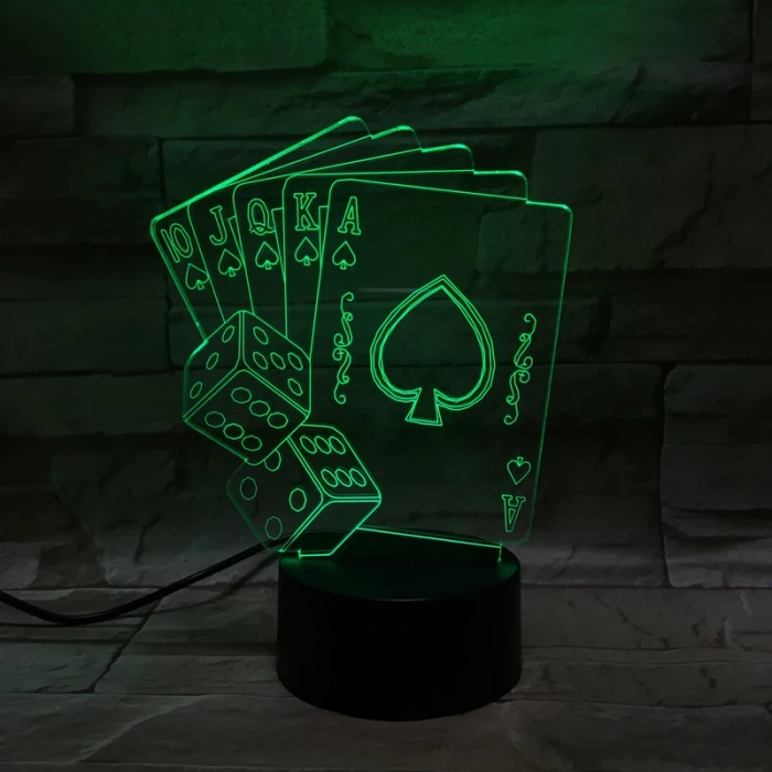 Póker  7 színű 3D led lámpa