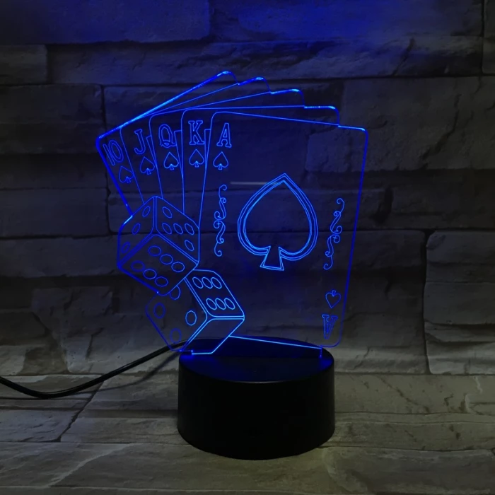 Póker  7 színű 3D led lámpa