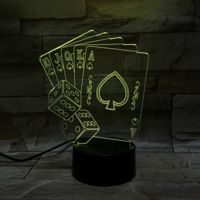 Póker  7 színű 3D led lámpa