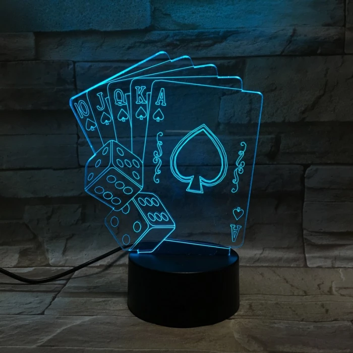 Póker  7 színű 3D led lámpa