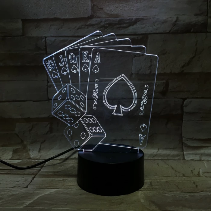 Póker  7 színű 3D led lámpa