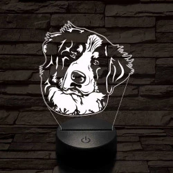 Bernáthegyi kutya fej 7 színű 3D led lámpa