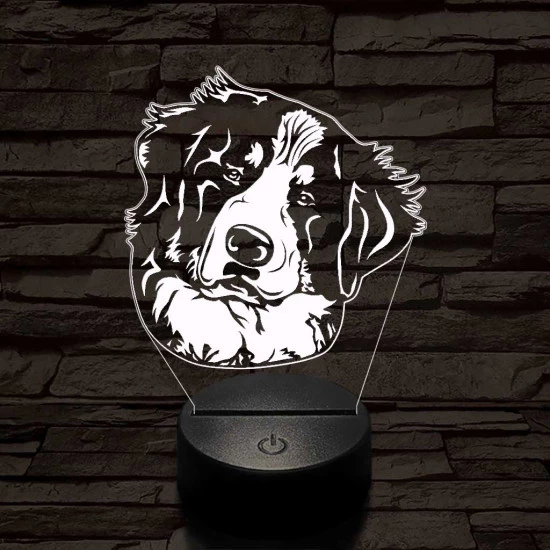 Bernáthegyi kutya fej 7 színű 3D led lámpa