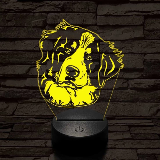 Bernáthegyi kutya fej 7 színű 3D led lámpa