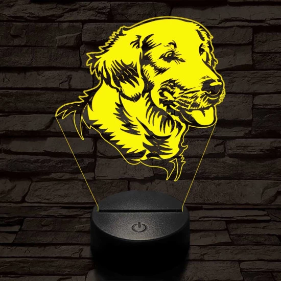 Golden retriever boldog 7 színű 3D led lámpa