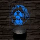 Shih tzu-fej 7 színű 3D led lámpa