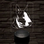 Törpe bull terrier 7 színű 3D led lámpa