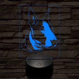 Törpe bull terrier 7 színű 3D led lámpa