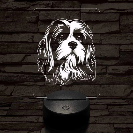 Kis oroszlánkutya (lowchen, löwchen) 7 színű 3D led lámpa