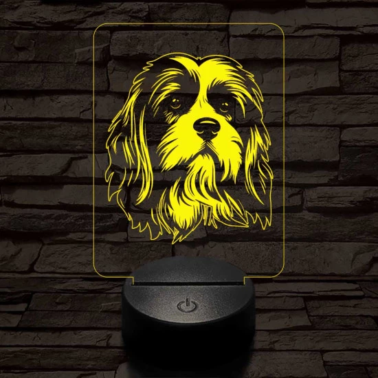 Kis oroszlánkutya (lowchen, löwchen) 7 színű 3D led lámpa