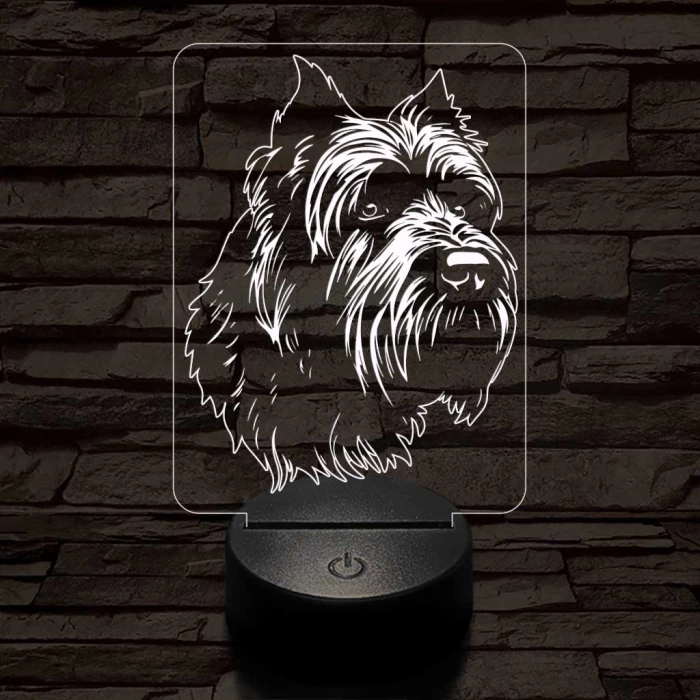 Flandriai pásztorkutya 7 színű 3D led lámpa