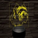 Flandriai pásztorkutya 7 színű 3D led lámpa