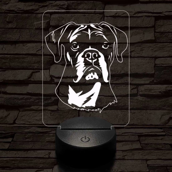 Boxer kutya 7 színű 3D led lámpa