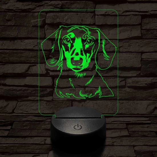 Tacskó-fej 7 színű 3D led lámpa