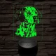 Dalmata-fej, 7 színű 3D led lámpa