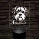 Dandie dinmont terrier-fej, 7 színű 3D led lámpa