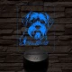 Dandie dinmont terrier-fej, 7 színű 3D led lámpa