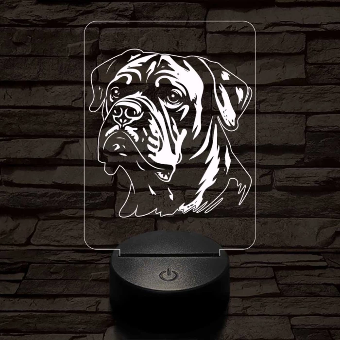 Amerikai bulldog-fej 7 színű 3D led lámpa