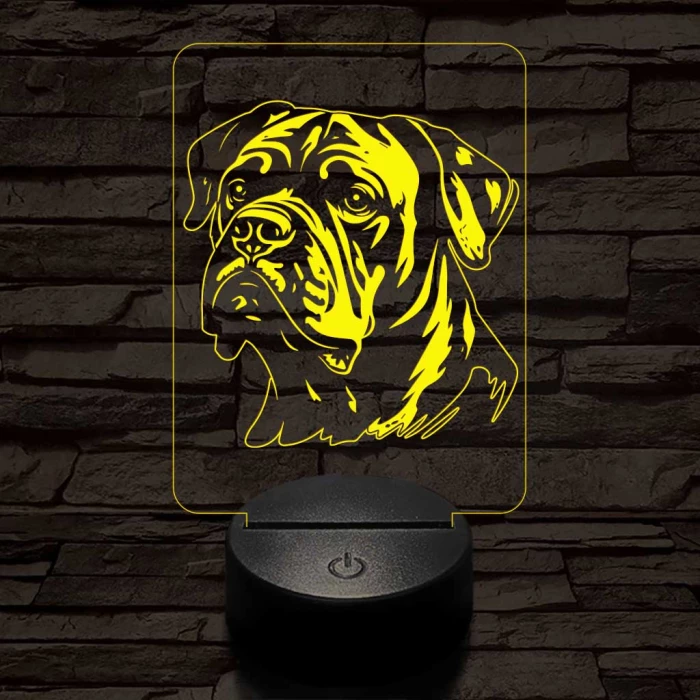 Amerikai bulldog-fej 7 színű 3D led lámpa