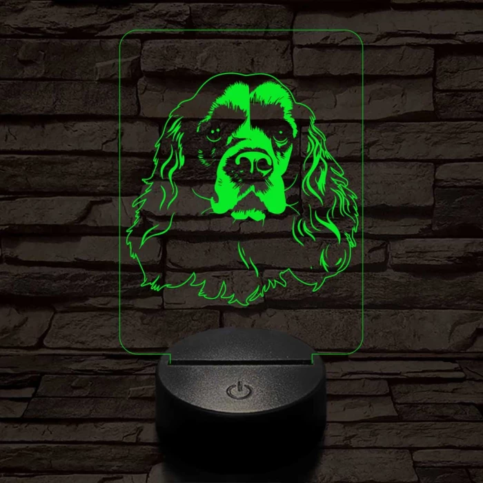 Amerikai cocker spániel-fej 7 színű 3D led lámpa