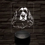 Amerikai cocker spániel-fej 7 színű 3D led lámpa