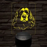 Amerikai cocker spániel-fej 7 színű 3D led lámpa