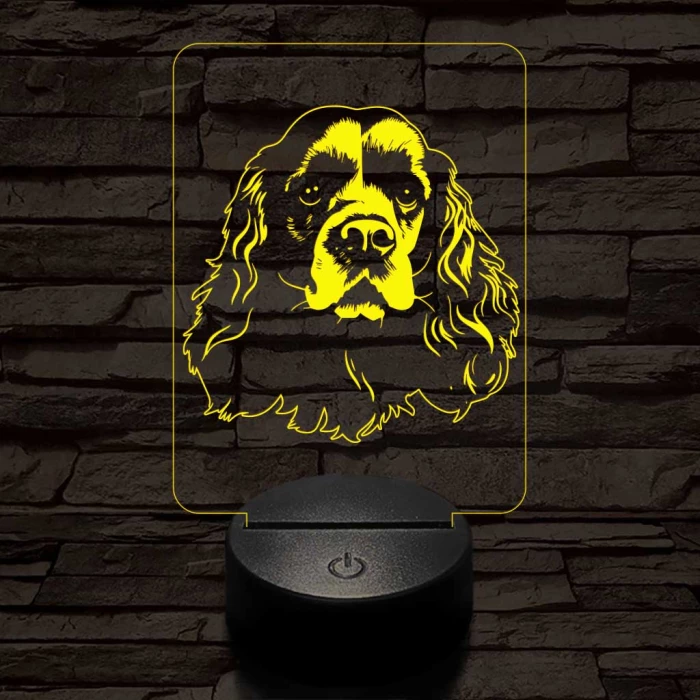 Amerikai cocker spániel-fej 7 színű 3D led lámpa