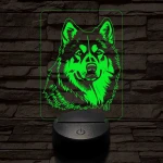 Alaszkai malamut-fej 7 színű 3D led lámpa