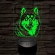 Alaszkai malamut-fej 7 színű 3D led lámpa