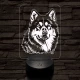 Alaszkai malamut-fej 7 színű 3D led lámpa