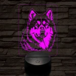 Alaszkai malamut-fej 7 színű 3D led lámpa