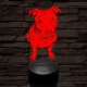 Amerikai pitbull-fej 7 színű 3D led lámpa