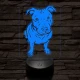 Amerikai pitbull-fej 7 színű 3D led lámpa