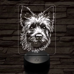 Ausztrál terrier-fej 7 színű 3D led lámpa