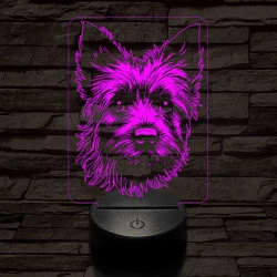 Ausztrál terrier-fej 7 színű 3D led lámpa